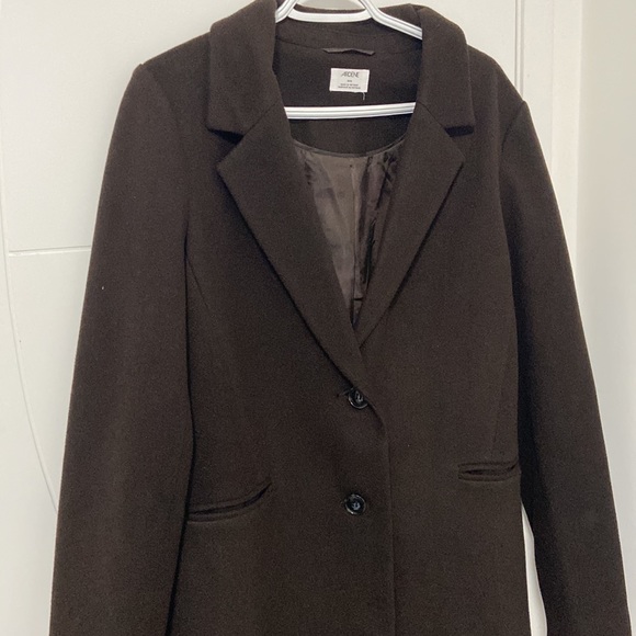 Long Dark Brown Coat with Buttons and Pockets - Picture 2 of 4